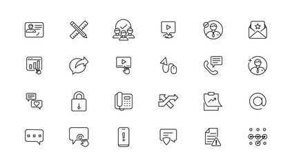 Information technology line icons collection. Big UI icon set in a flat design. Thin outline icons pack.