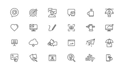 Fototapeta premium Information technology line icons collection. Big UI icon set in a flat design. Thin outline icons pack.