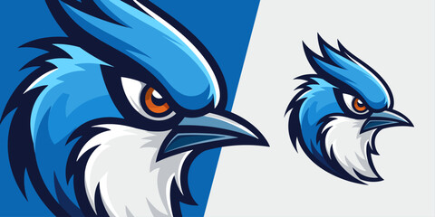 Blue Jay Bird Logo Mascot: Dynamic Vector Graphic for Elite Sport and E-Sport Teams