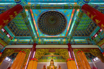Interior of the Thean Hou Temple in Kuala Lumpur Malaysia
