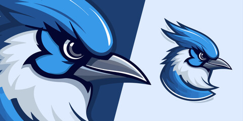 Eye-Catching Blue Jay Bird Logo Mascot: Striking Vector Illustration for Competitive Sports