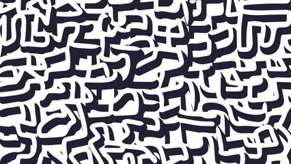 Abstraction in the form of a labyrinth. Black and white graphic illustration. Background