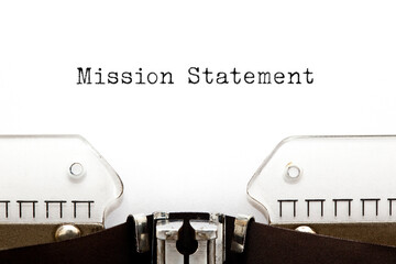 The phrase Mission Statement typed on retro typewriter.