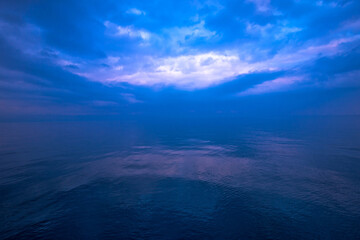 Mystic blue sea horizon and sky view