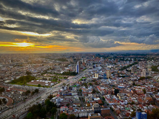 Sunset in the city of Bogota Colombia