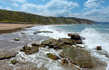 Beach Azkorri or Gorrondatxe in Getxo town, Biscay, Basque Country (Spain).