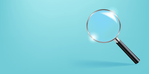 Magnifying Glass And Blue Background