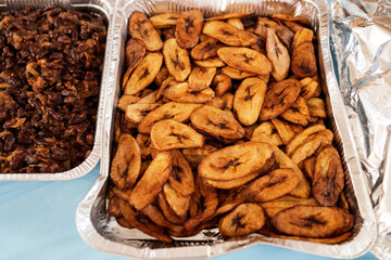 ripe plantain, african fried plantain.