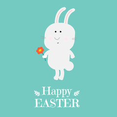 Fototapeta premium Happy Easter Card With Rabbit With Gradient Mesh, Vector Illustration