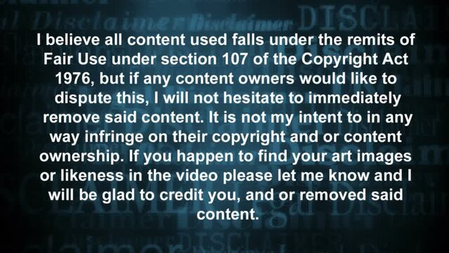 Fair use but willing to work with you disclaimer on blue looping animated background