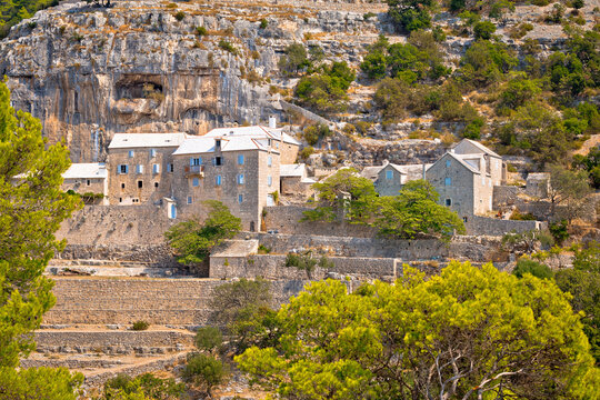 Pustinja Blaca stone desert hermitage on Brac island, Dalmatia, Croatia