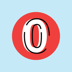Number 0. numbering. number them. queue. a list with a number. counter. calculator. vector illustration. on a colored background. red circle. black outline of the number.