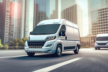 City delivery vans. Generative AI
