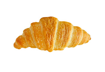 Croissant isolated on transparent background. Top view of plain croissant on transparent background.