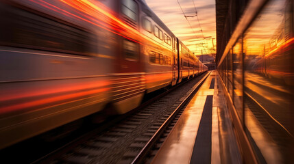 Fototapeta na wymiar Mesmerizing Train Photography Motion blur reflection HD, Background