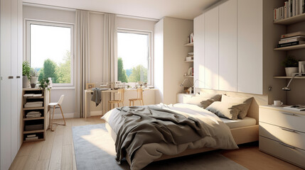 The modern minimalist style small bedroom HD, Background
