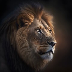 studio portrait Lion head hyper realistic Wildlife Photography blurred backgroud unreal engine 5 