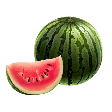 Watermelon isolated realistic illustration on white background.