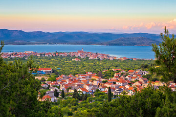 Fototapeta na wymiar Historic town of Betina skyline view, island of Murter, Croatia