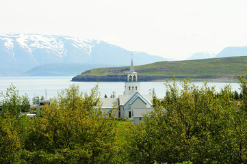 A church in the northern Icelandic town of Dalvik