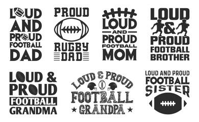 Fototapeta na wymiar Rugby T shirt Design Bundle, Vector American Football T shirt design, Rugby shirt, American Football typography T shirt design Collection