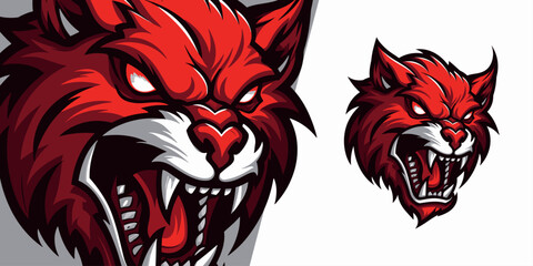 Bold Red Wolf Logo: Captivating Illustration Vector Graphic for Dominant Sport and E-Sport Teams