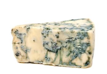 Piece of blue cheese isolated on white background