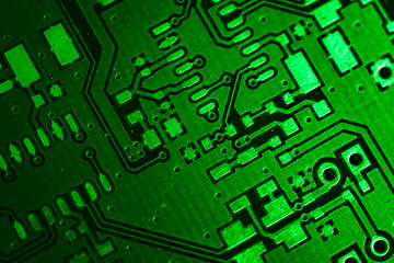 green printed circuit board with gold plating
