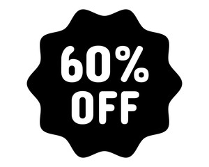 Discount icon. 60% off icon. 60% sale symbol. Percent pictogram, flat vector sign. Percentage vector icon.