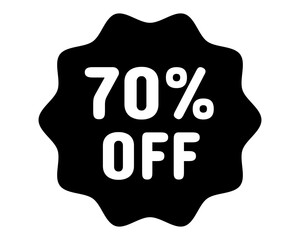 Discount icon. 70% off icon. 70% sale symbol. Percent pictogram, flat vector sign. Percentage vector icon.