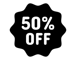 Discount icon. 50% off icon. 50% sale symbol. Percent pictogram, flat vector sign. Percentage vector icon.