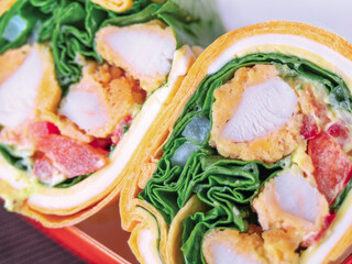 Close up of Chicken sandwich wrap.
