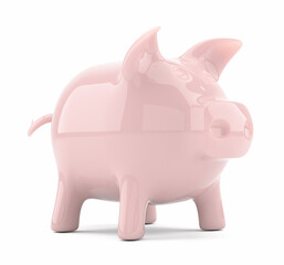 Pink piggy bank isolated on white background. 3D illustration