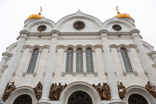 MOSCOW, RUSSIA - JANUARY 10, 2017: Exterior of the Orthodox Cathedral of Christ the Savior