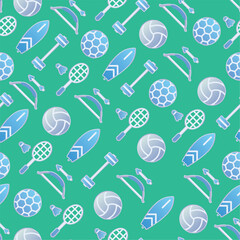 Colored seamless pattern background with sport icons Vector illustration