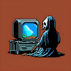 16bit grim reaper watching tv 