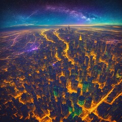 Big city in open sky, Ai Generative