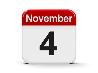 Calendar web button - The Fourth of November, three-dimensional rendering, 3D illustration