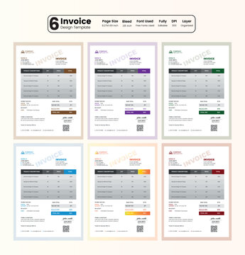 Modern business invoice design a4 invoice templates premium vector colourful