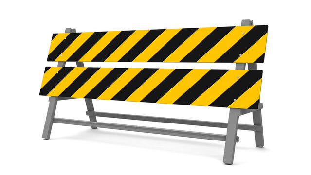 Repair barrier on a white background represents work in progress, three-dimensional rendering, 3D illustration