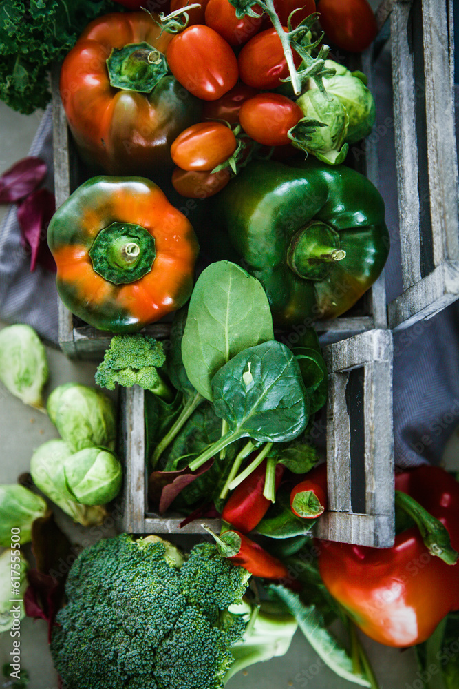 Canvas Prints fresh vegetables flatlay overhead frame. food layout. vegetables variety