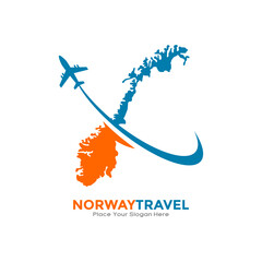 Norway travel with plane logo vector logo template. Suitable for business, transportation, technology, vacation, and travelling