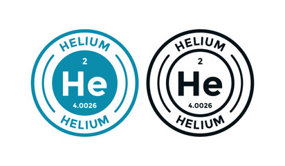Helium logo badge template. this is chemical element of periodic table symbol. Suitable for business, technology, molecule, atomic symbol 