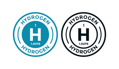 Hydrogen logo badge template. this is chemical element of periodic table symbol. Suitable for business, technology, molecule, atomic symbol 