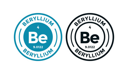 Beryllium logo badge template. this is chemical element of periodic table symbol. Suitable for business, technology, molecule, atomic symbol 