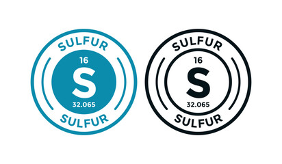 Sulfur logo badge template. this is chemical element of periodic table symbol. Suitable for business, technology, molecule, atomic symbol 