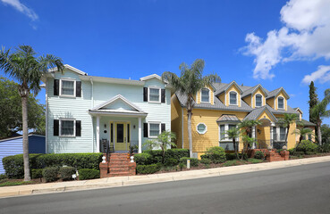 Fototapeta na wymiar Row of houses in downtown Mount Dora, Florida, USA.