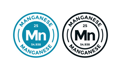 Manganese logo badge template. this is chemical element of periodic table symbol. Suitable for business, technology, molecule, atomic symbol 