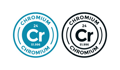 Chromium logo badge template. this is chemical element of periodic table symbol. Suitable for business, technology, molecule, atomic symbol 