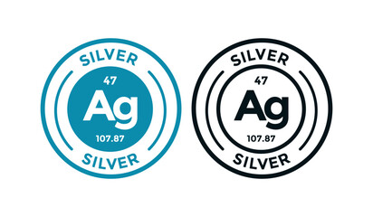 Silver logo badge template. this is chemical element of periodic table symbol. Suitable for business, technology, molecule, atomic symbol 